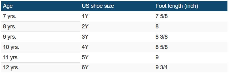 boy 8 inch foot shoe size